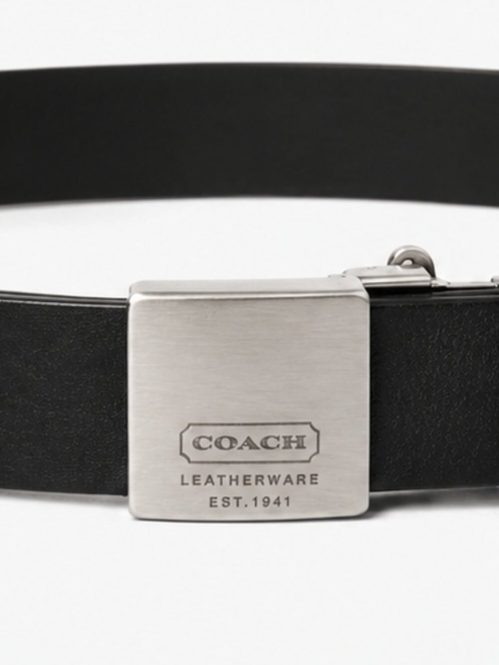 New, Coach Black Polished Calfskin Trademark Logo Buckle Belt - Picture 8 of 16